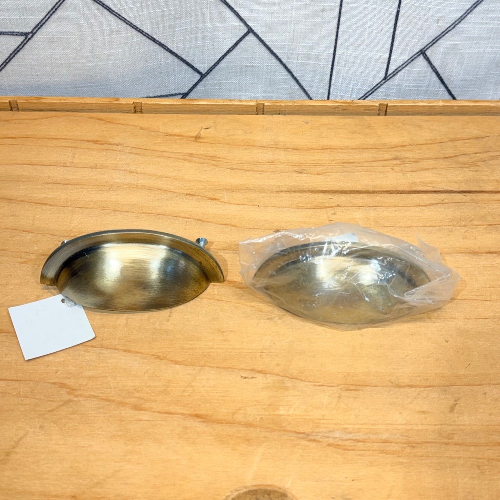 Hobby Lobby Antique Brass Cup Pulls Cabinet Drawer Bin Handles Set of 2 1710177